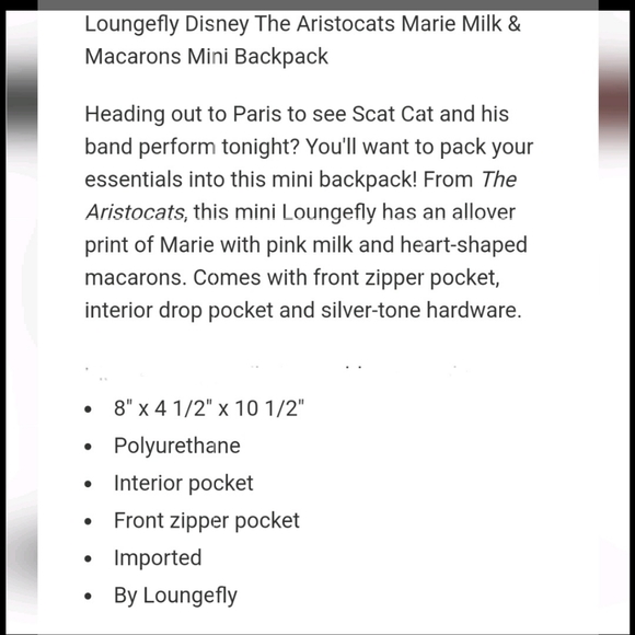 NWT Loungefly Aristocats Marie mini backpack and cardholder - Picture 5 of 16